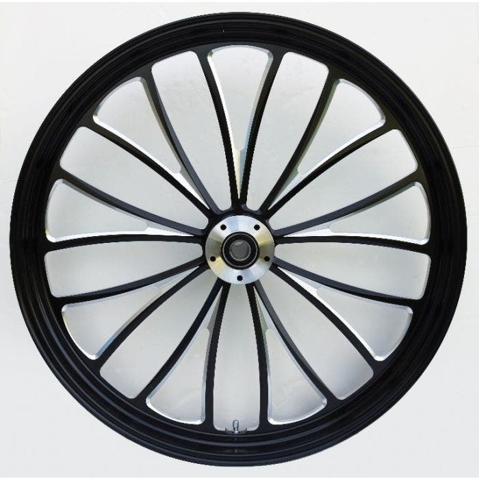 Ultima 37 665 Black Cut 21x2.15 Manhattan CNC Front Motorcycle Wheel Dual Rotor