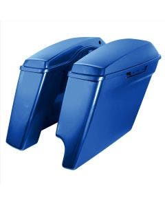 HogWorkz Superior Blue 2-into-1 4" Stretched Saddlebags Harley 14-20 HW151206