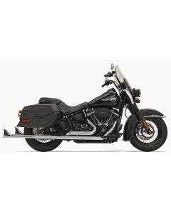 Bassani 1S76E-33 33" Chrome Dual Fishtails Exhaust Harley 18-19 Heritage Deluxe No Baffle