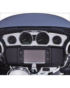 Ciro Chrome Unlit Dash Gauge Accents for Harley Batwing 14-20 FLH/T