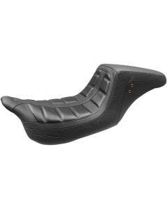 Mustang 75239 Black One Piece Squareback 2 Up Seat Harley FLH FLT 08-22