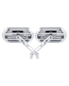 Arlen Ness Chrome Sidekick Oval Mirrors Left & Right Harley Universal