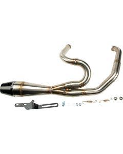 Sawicki 2 into 1 Raw Shorty Cannon Pipe Black Tip Exhaust Harley Touring 17-Up