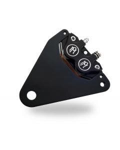 PM Black Contrast Cut 4 Piston Rear Brake Caliper & Bracket for Harley Softail 84-87