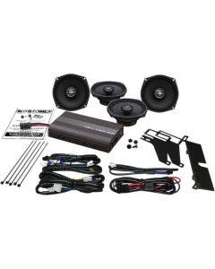 Hogtunes 200 Watt Amp & 5-1/4" Front / Rear Speakers Kit 00-13 Harley FLH Touring