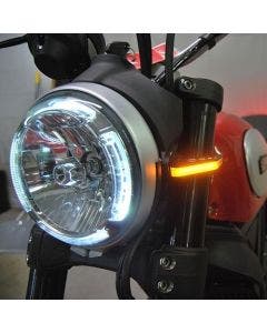 New Rage Cycles Front Amber LED Turn Signal Lights Pair 15-18 Ducati Scrambler