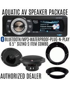 Aquatic AV Bluetooth 5UBT-HS Sirius  Radio Rockford Fosgate P1650 6.5" Speaker Package