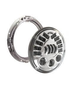 JW Speaker 0555061 Chrome 7" Adaptive LED Headlight with Mounting Ring Harley Metric