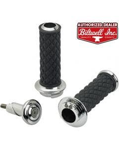 Biltwell Chrome 6604-105-01 Chrome Alumicore 1" Grip Set Dual Cable Harley Fit