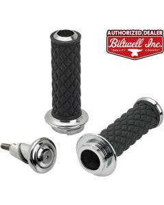 Biltwell Chrome 6605-105-01 Chrome Alumicore 1" Grip Set TBW Harley Fit