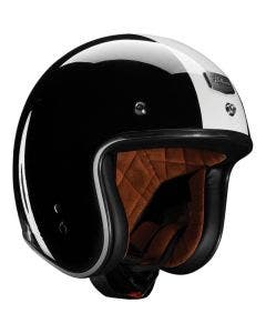 Thor Hallman McCoy Helmet 3/4 Motorcycle DOT ECE Black White w/ Chrome Trim (XS-2XL)