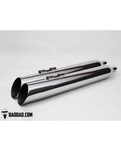 Bad Dad 81124-2 Chrome Competition Series Dual 4" Slip On Pipes Harley FL 95-16