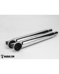 Bad Dad 81083-3 Chrome Turn Down 2.5" Slip On Exhaust Pipes Harley FL 95-16