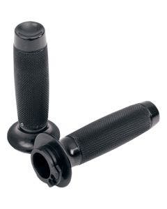 Todds Cycle Aluminum Moto Black Hand Grips w/ Knurl Harley Cable Throttle 84-17