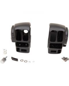 Drag Black 1 1/4" Handlebar Control Radio Switch Housing Kit Harley FLH/T 96-07