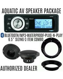 Aquatic AV Bluetooth 5BT Radio 6.5" Speaker & Adapter Package 98-13