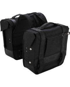 Burly Brand B15-1002B Black Leather Throwover Motorcycle Saddlebags Cargo Luggage