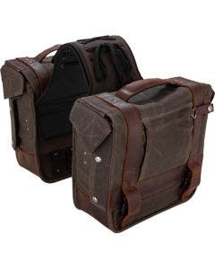 Burly Brand B15-1002D Oak Leather Throwover Motorcycle Saddlebags Cargo Luggage