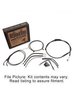 Burly Black Vinyl Extended Cable Kit for 14" Handlebars Harley Dyna FXD 98-05
