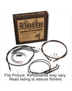 Burly Black Vinyl Extended Cable Kit for 16" Handlebars Harley FXST 00-06