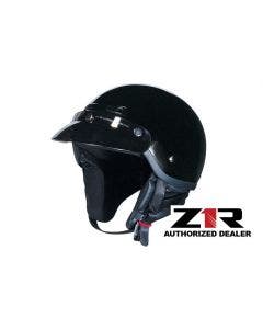 Z1R Drifter Solid Black Open Face Vented Motorcycle Helmet DOT (XXS-2XL)