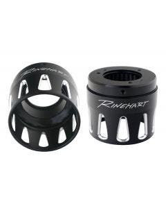 Rinehart 900-0020 Black 4.5" Machined End Cap Pair "Merge" Style Harley 17-20