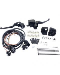 Drag Black 9/16" Master Cylinder Handlebar Control Kit Harley FL FX XL 96-13