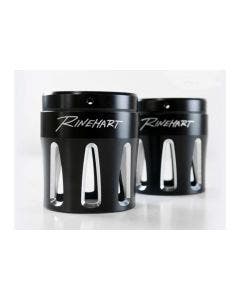 Rinehart 3.5" Black Machined Moto Series Merge Style End Caps Harley Mufflers Pair