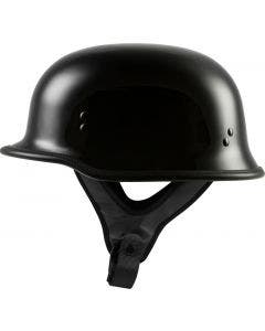 Highway 21 Gloss Black 9mm German Half Helmet DOT Harley Motorcycle (XS-5XL) NEW