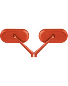 Arlen Ness Oval Mirrors Left & Right Orange 5.5" Billet Aluminum Universal
