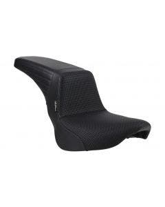 Le Pera Black Kickflip 2-Up Seat Basket Weave Harley Softail Fat Boy 18-21