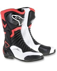 Buy Alpinestars SMX-6 v2 Vented Black Red White Street Motorcycle Boots (38-50) (5-14) 2223017-1320 race street protection protective gear black red yellow hi viz out white track summer  from Eastern Performance Cycles. Great prices and free shipping!