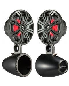 Kicker 45KM84L 8" Marine Speakers w/ Speaker Clamp On Enclosures 