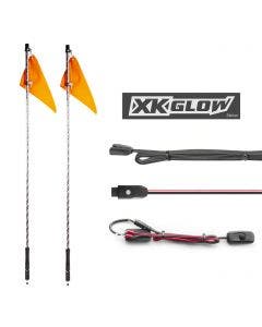 XK Glow 2pc 2nd Gen LED Whip Light Kit Single 4' with Flag XK-WHIPB-ADV