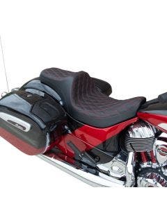 Drag Predator III 2-Up Seat Double Diamond Red Stitch Indian Touring 14-Up