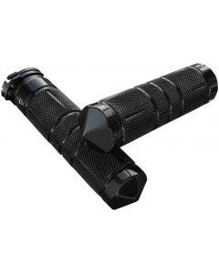 Accutronix Black Knurled Diamond Custom 1" Grips Harley Cable Throttle