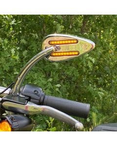 Custom Dynamics LED Motorcycle Mirrors w/ Run Brake & Turn Signal Chrome 