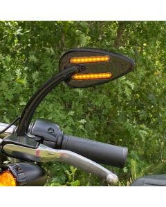 Custom Dynamics LED Motorcycle Mirrors w/ Run Brake & Turn Signal Black