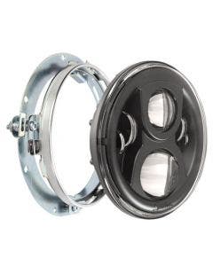 JW Speaker 0554981 Black 8700 EVO 2 Dual Burn LED 7" Headlight w/ Mount Ring Harley Metric