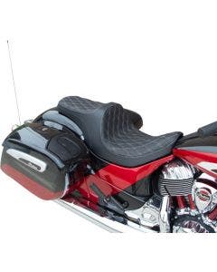 Drag Predator III Forward Position 2-Up Seat Silver Double Diamond Indian 14-Up