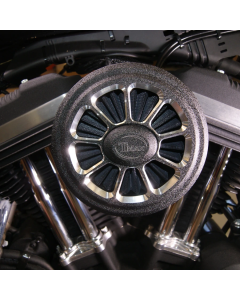Thundermax Ballistic 9-Spoke Air Cleaner Wrinkle Black Harley Dyna Softail 06-17